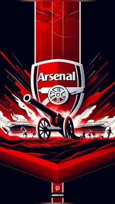 an image of a poster with the words arsenal in red and black on it