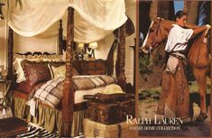 an image of a bedroom setting with horse and zebra print bedding on the covers