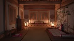 Traditional Japanese Bedroom, Chinese Interior Design, Japanese House Design, Royal Room