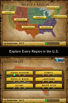 the map shows where each region is in the united states and where they are located