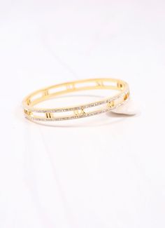 This gorgeous bracelet has roman numeral cutouts and is lined with CZs on one side. It has a side hinge opening and is made with stainless steel. Roman Numeral Bracelet, Roman Numeral, Gorgeous Bracelet, Bracelet Gold, Roman Numerals, Gold Bracelet, Stainless Steel, Bracelet, Gold