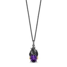 Discover the allure of the deep sea with our Ursula inspired necklace, that seamlessly blends fantasy with fashion. A resplendent oval amethyst, expertly cut to mirror the sinister yet alluring face silhouette of Ursula, sits in the center. This deep purple gemstone exudes regality, adding an element of mystery to the design that is perfectly befitting of the sea witch's legendary persona. Ursula's distinctive wavy hair comes to life with the intricate use of black rhodium over sterling silver. Ursula Necklace, 2 Carat Ring, Face Silhouette, Enchanted Disney, Enchanted Disney Fine Jewelry, The Sinister, Disney Fine Jewelry, Tiara Ring, Inspired Necklace