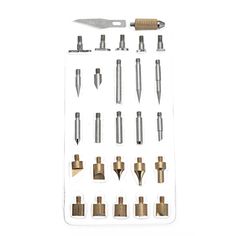 various tools are displayed in a package on a white background with clippings for each tool