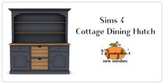 an image of a dining hutch made out of wood and painted in dark gray