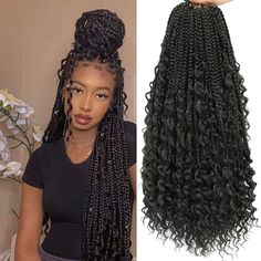 Natural Hair Straightening, Braids Curly Ends, Braids With Curly Ends, Box Braids Crochet, Crochet Box Braids, Braids Hairstyles For Black Women, Curly Crochet Hair Styles, Cute Box Braids, Crochet Box