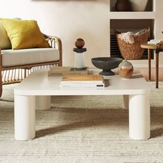 a white coffee table in a living room