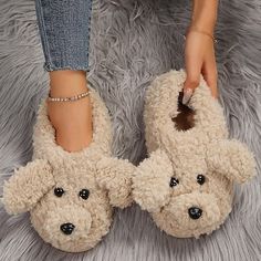 Category:Slippers; Upper Materials:Elastic Fabric; Season:Fall,Spring   Fall; Heel Type:Flat Heel; Gender:Women's; Style:Casual,Comfort,Minimalism; Heel Height(inch):<1; Outsole Materials:TPR; Occasion:Daily,Home; Closure Type:Loafer; Pattern:Dog; Listing Date:09/13/2023; 2024 Trends:Fuzzy Slippers Fluffy Slippers,House Slippers; Foot Length:null; Foot Width:null Cute Footwear, Slippers Fluffy, Fall Heel, Fur Loafers, Suede Flats Shoes, Women's Slip Ons, Creative Christmas Gifts, Fluffy Slippers, Angel Painting