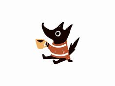 Tiny Wolf Coffee Mascot Design, Dog Mascot Logo, Paw Illustration, Dog Mascot, Wolf Illustration, Logo Sketches, Minimalist Business Logo, Minimalist Business