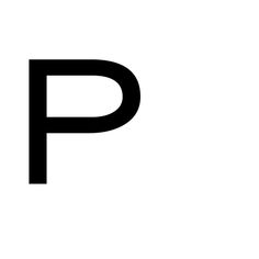 a black and white photo of the letter p