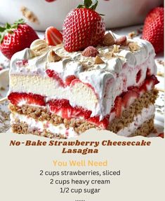 no bake strawberry cheesecake lasagna recipe