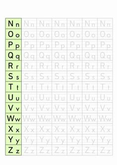 the alphabet is shown in green and white