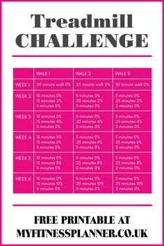 https://myfitnessplanner.co.uk/treadmill-challenge/ 30 Day Treadmill Challenge, Incline Walking Workout, Treadmill Challenge, Walking Workouts, Walking Treadmill, Walking Challenge