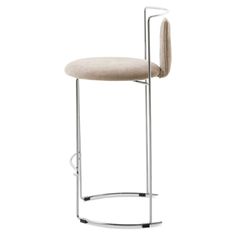 a stool with a seat on it and a metal frame around the backrests