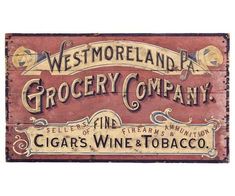 Custom Westmoreland Grocery Company Vintage Style Wooden Sign Vintage Store Signs, Old Wood Signs, Grocery Sign, Game Room Signs, Retro Games Room, Vintage Logos, Trade Sign, Antique Signs, Old Signs