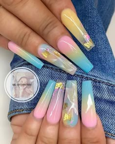 Aquriam Nails, Ombre Nail Designs, Acrylic Nails Coffin Pink, Nail Designs Glitter, Classy Nails, Fancy Nails