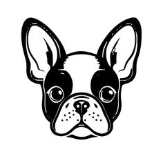 a black and white drawing of a dog's face with big ears, looking to the side