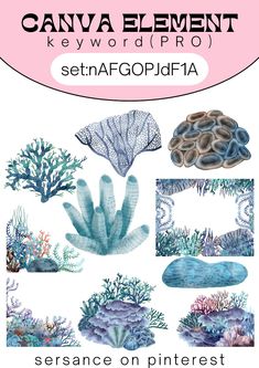 an image of seaweed and corals with text that reads canva element key word pro