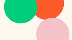 an image of three circles on a white background with orange, green and pink colors