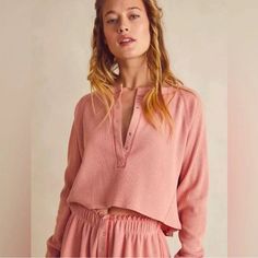 Brand New Without Tags!! Size Xsmall Color Blushes Nice Quality Fabric!! Cozy Spring Loungewear Tops, Cozy Pink Sleepwear For Relaxation, Cozy Pink Sleepwear, Feminine Crew Neck Top For Loungewear, Pink Relaxed Fit Sleep Tops, Cozy Tops For Daywear, Cozy Pink Crew Neck Top, Pink Long Sleeve Sleep Top, Cozy Pink Long Sleeve Tops