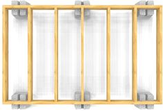 an image of a window with bars on the sides and windows in the front, side by side