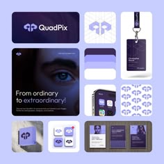 an assortment of business cards and stationery designed to look like the logo for quadpix