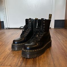 This Is A Pair Of Dr Marten Platform Boots. The Shoes Have Been Worn About 4 Times. They Are In Almost New Condition, There Are No Scratches On The Shoes. Jadon Boot Smooth Leather Platforms Women’s 6/Men’s 5 Box Included Open To Offers! Doc Martens, Dr Martens, Boots Black Platform Boots With Leather Footbed And Round Toe, Black Leather Footbed Platform Boots With Round Toe, Black Leather Round Toe Platform Boots, Dr Marten Platform, Dr Martens Platform Boots, Jadon Platform Boots, Doc Marten Boots, Dr Martens Platform, Martin Shoes