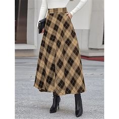 Season:Autumn / Fall,Winter; Fabric:Polyester; Dress Length:Maxi; Gender:Women's; Style:Casual,Fashion; Occasion:Going out,Daily,Street,Date; Fit Type:Regular Fit; Waistline:High Waist; Pattern:Plaid; Design:Pocket,Print; Pants Type:Skirt,A Line; Front page:FF; Listing Date:10/06/2024 Cheap Maxi Skirts, Plaid Party, Skirt A Line, Ruffles Fashion, Fall Skirts, Modest Fashion Outfits, Plaid Fashion, Skirts Online, Maxi Skirts