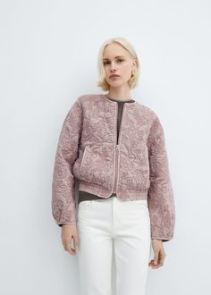 Floral embroidered jacket -  Women | Mango USA Spring Chic Outerwear With Floral Embroidery, Chic Floral Embroidered Outerwear For Spring, Fall Tonal Embroidery Long Sleeve Outerwear, Fall Long Sleeve Outerwear With Tonal Embroidery, Fall Outerwear With Tonal Embroidery Long Sleeve, Mango Flower, Mango Coats, Mango Outlet, Spring Coat