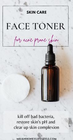 Check out this easy DIY Face toner recipe for reducing acne prone bacteria. Face Toner Recipe, Toner For Acne Prone Skin, Best Face Toner, Best Face