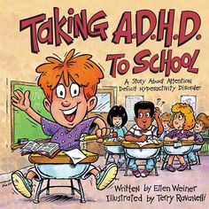 the cover of taking add to school, with children sitting at desks in front of them