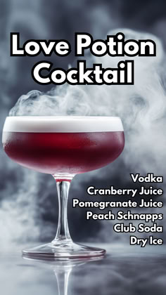 Love Potion Cocktail Spooky Cocktails Drink Recipes, Light Up Drinks, Spooky Vodka Cocktails, Magical Cocktails, Poison Apple Drink Cocktail Recipes, Love Potion Drink Cocktails, Dry Ice Cocktails, Disney Dessert Recipes, Cold Coffee Drinks Recipes