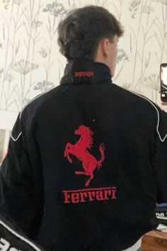 #ferrari#racingjacket#ferrarijacket#f1jacket Ferrari Jacket Men, Vintage Racing Jacket Outfit Men, Vintage Racing Jacket Outfit