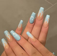 Blue Acrylic Nails, Glow Nails, Acrylic Nails Coffin Pink, Short Acrylic Nails Designs, Fire Nails, Dope Nails