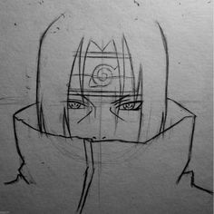 a drawing of an anime character's face with the hood pulled back and eyes open