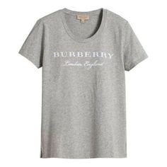 Burberry Alphabet Logo Circle Collar cotton short-sleeved Grey 40570461 (Women's/Round Neck/Short Sleeve/Gift Recommend) Alphabet Logo, Burberry Print, Logo Circle, Burberry Logo, Circle Logos, Burberry London, Stylish Sneakers, Cotton Shorts, Logo Print