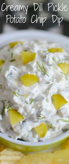 this creamy dill pickle potato chip dip is the perfect appetizer