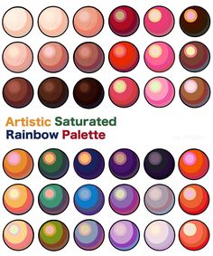 Artistic Saturated Rainbow Palette Saturated Colors Palette, Color Palette Tumblr, Color Palette Acrylic Painting, Creating Color Palettes, Color Palette Challenge Art, Painting Color Palette Art, Shading Color Palette, Tbhk Color Palette, Free Color Palettes