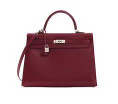 A ROUGE H CALF BOX LEATHER SELLIER KELLY 35 WITH PALLADIUM HARDWARE | HERMÈS, 2001 | 21st Century, bags | Christie's Birkin Bags, Louis Vuitton Luggage, Brand Name Bags, Hermes Kelly Bag, Limited Edition Bag, Birkin 30, Hot Bags