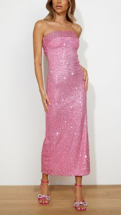 Exude sophistication with our Blush Sparkle Maxi, a dazzling choice for evenings where you aim to impress. Glamorous Summer Sequin Dress For Prom, Glamorous Summer Sequin Prom Dress, Glamorous Sparkling Summer Evening Dress, Glamorous Sparkling Evening Dress For Summer, Dressy Strapless Dress For Prom Evening, Dressy Strapless Dress For Prom Season Evening, Pink Strapless Evening Dress For Prom Season, Glamorous Floor-length Strapless Dress With Sequins, Glamorous Floor-length Strapless Sequin Dress