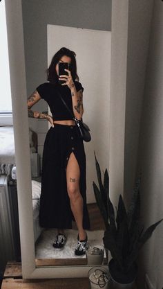 Grunge Style In Your 30s, Outfits Around The House, Dark Vacation Outfits, Late Night Movie Outfit, Alternative Vegas Outfits, Inkcarceration Festival Outfit, Summer Outfit Ideas For Women In 20s, Moody Aesthetic Outfits, Mid Size Fashion Alternative