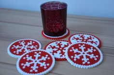 Perler Beads Christmas Coasters, Perleplader Ideas Jul, Winter Coasters, Snowflake Coaster, Christmas Desk Decorations, Hama Beads Design, Perler Crafts