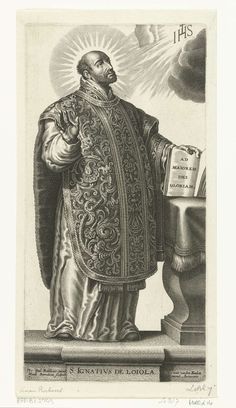 an old black and white drawing of a man in a priest's robe holding a book