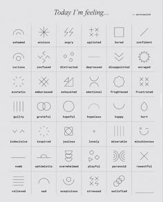 an image of some type of symbols that can be used to describe something or someone's feelings