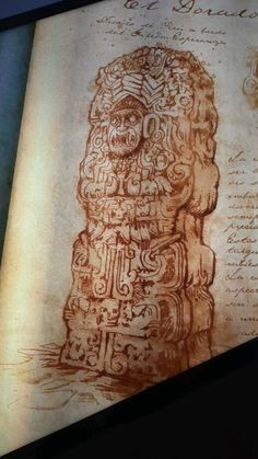 an old book with a drawing on it