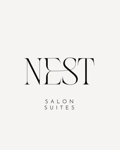 the nest salon suites logo is shown in black and white, with an elegant font