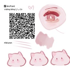 some pink piggies are next to a qr - code for their ears and nose