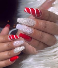 Christmas Nail Art Designs, Striped Nails, Xmas Nails, Christmas Nail Designs