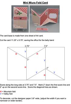 the instructions for how to make a mini fold card with pictures and text on it