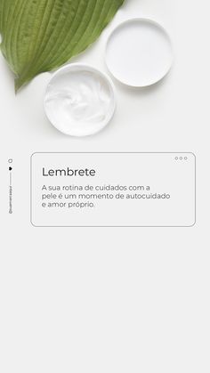 some white plates and green leaves on a white background with the words lambrete written in spanish