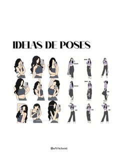 an image of a woman doing various poses in different positions, including the back and side view